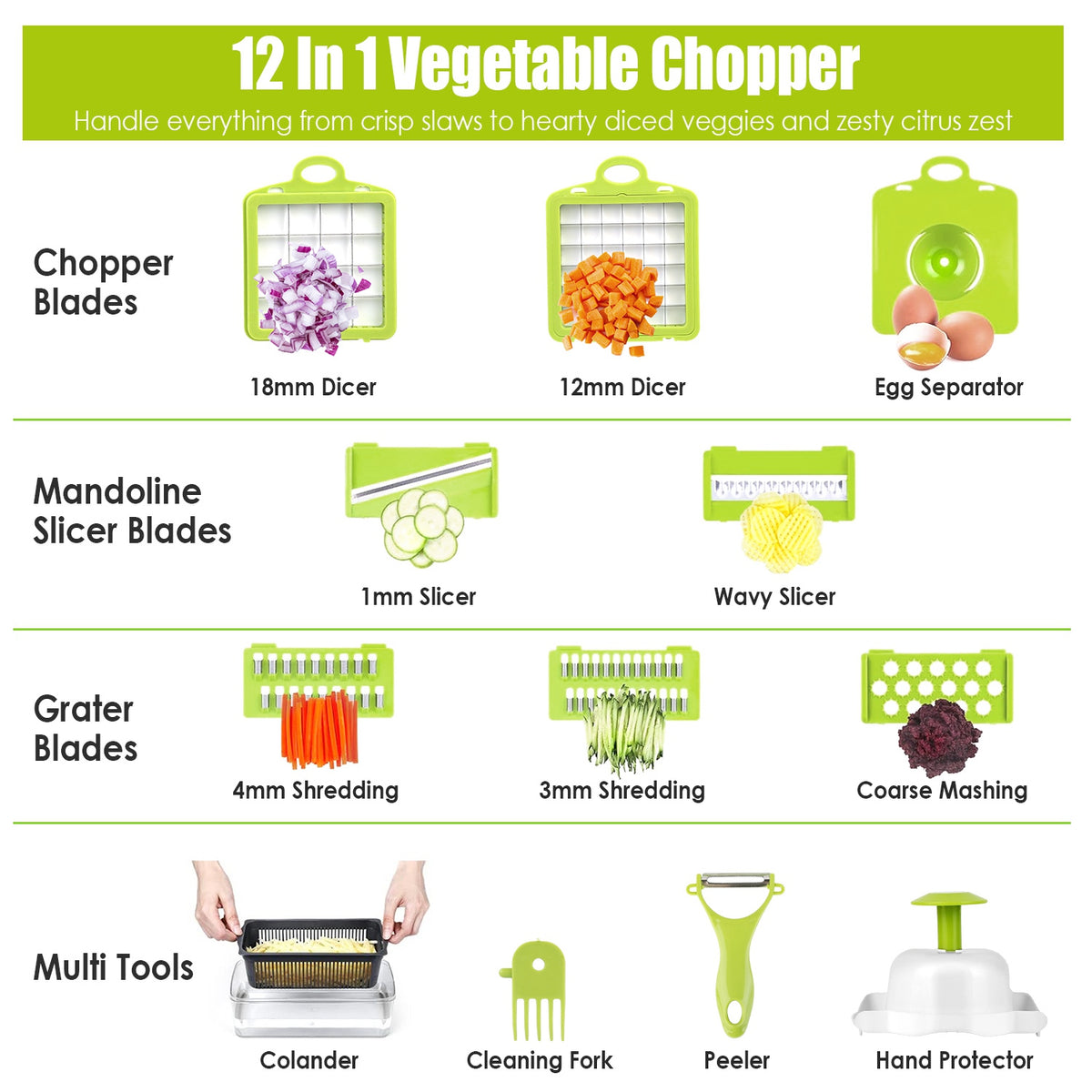 Vegetable chopper set contents