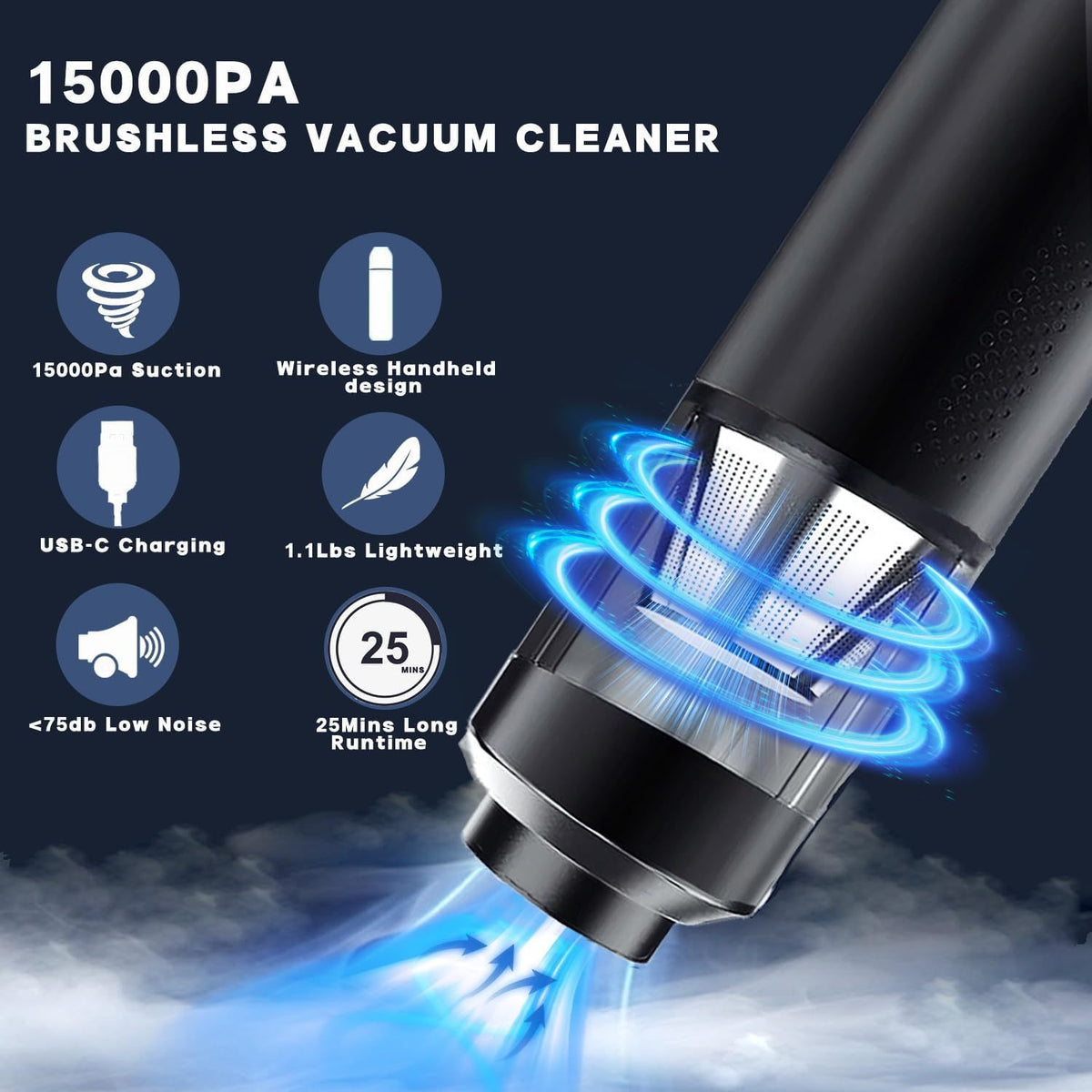 Lightweight portable handheld vacuum